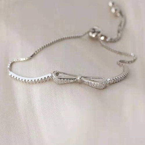 1 pièce de bracelets en zircon avec incrustation de cuivre et nœud papillon de style simple