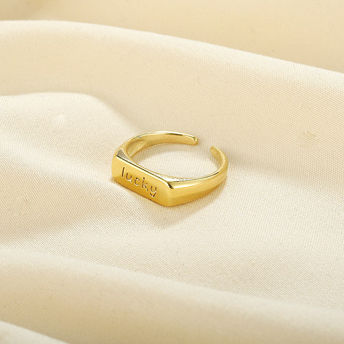 Simple Style Letter Stainless Steel 18K Gold Plated Open Ring In Bulk