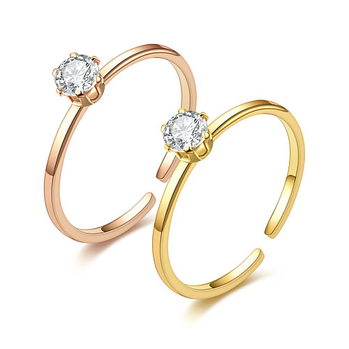 أزياء الزركون 18K الذهب التيتانيوم الصلب خاتم أنثى