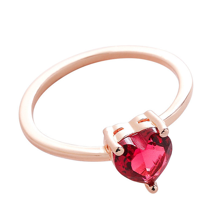 Fashion Heart Shape Copper Plating Inlay Zircon Rings 1 Piece