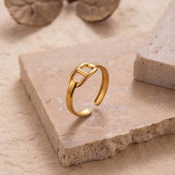 INS Style Simple Style Solid Color Snake Stainless Steel Plating Hollow Out 18K Gold Plated Open Ring