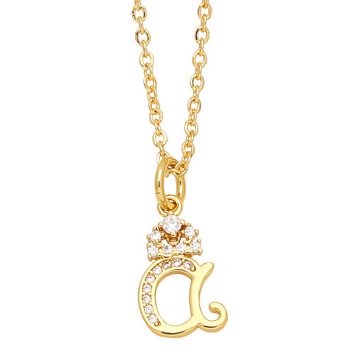 Simple Style Letter Copper 18K Gold Plated Zircon Pendant Necklace In Bulk