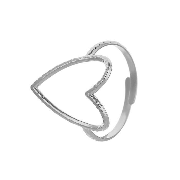 Einfacher offener Ring in Herzform mit Edelstahlbeschichtung, 1 Stück