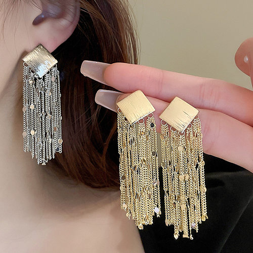 1 paire de boucles d'oreilles pendantes en cuivre losange de style coréen