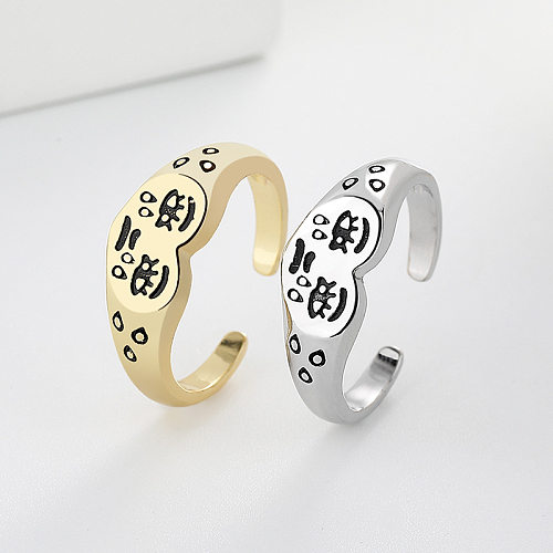 Anéis de cobre com formato de coração retrô Emoji Face 1 peça