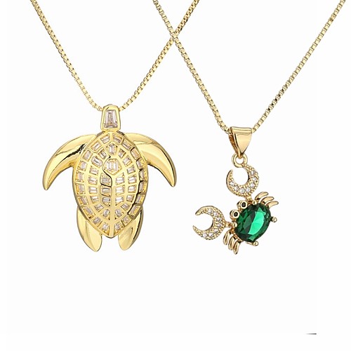 Modische Schildkröten-Krabben-Kupfer-Inlay-Zirkon-Halskette