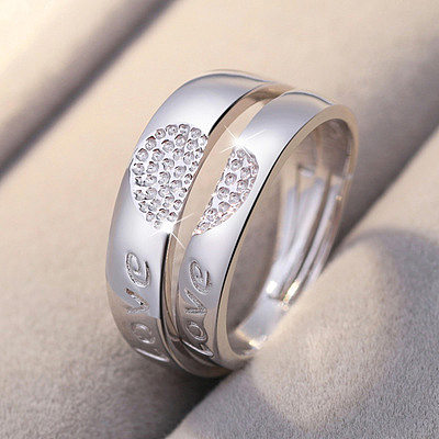 1 Pair Romantic Geometric Copper Inlay Zircon Open Ring