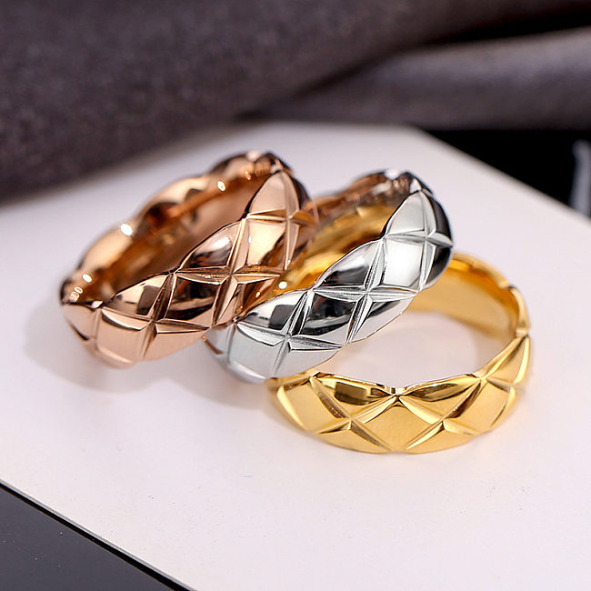 Fashion Plaid Titanium Steel Rings 1 Piece