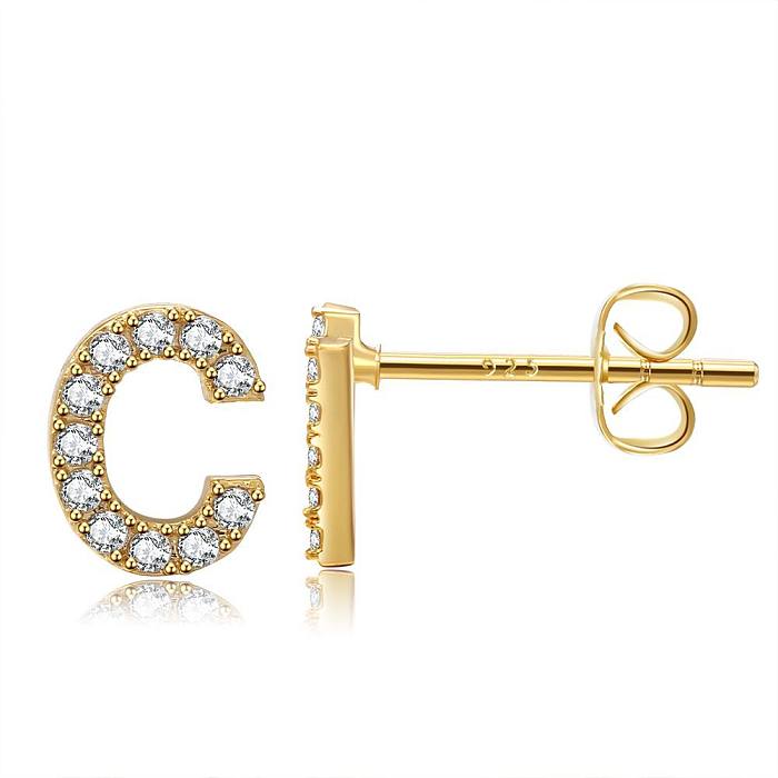 Wholesale Jewelry Letter Copper Inlaid Zircon Stud Earrings jewelry