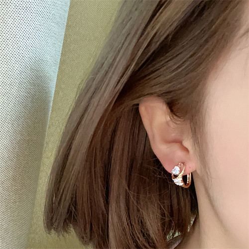 1 Pair Casual Simple Style Heart Shape Plating Inlay Copper Zircon Gold Plated Earrings