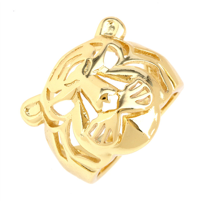 IG Style Cool Style Tiger Copper Plating 18K Gold Plated Open Rings