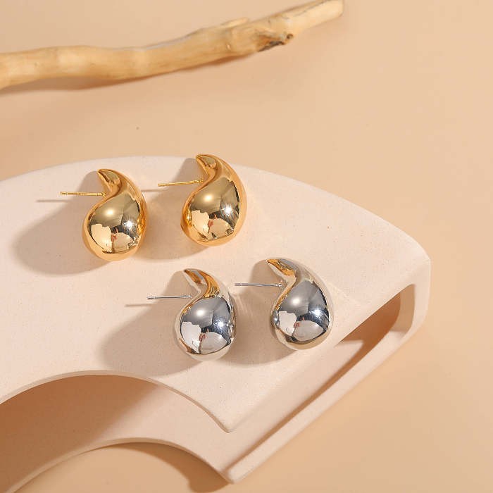 1 Piece Luxurious Classic Style Solid Color Plating Copper 14K Gold Plated Ear Studs