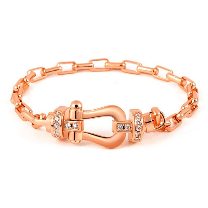 Simple Style Solid Color Copper Inlay Artificial Gemstones Bracelets