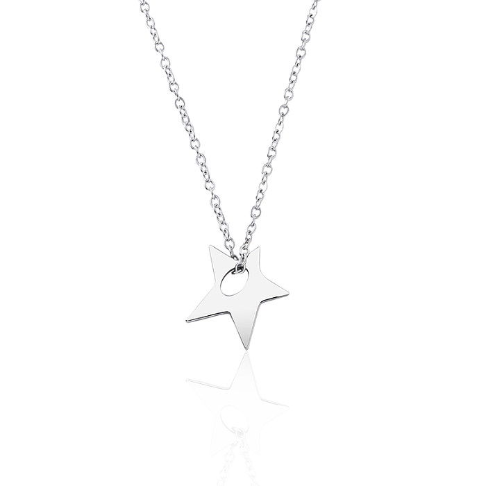 Wholesale Simple Style Pentagram Stainless Steel Silver Plated Earrings Necklace
