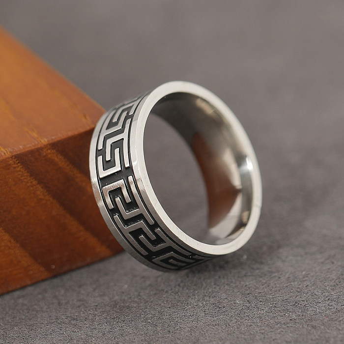 Casual Hip-Hop Lines Stainless Steel Rings