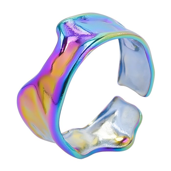 Anéis abertos de polimento de aço titânio em forma de C casual