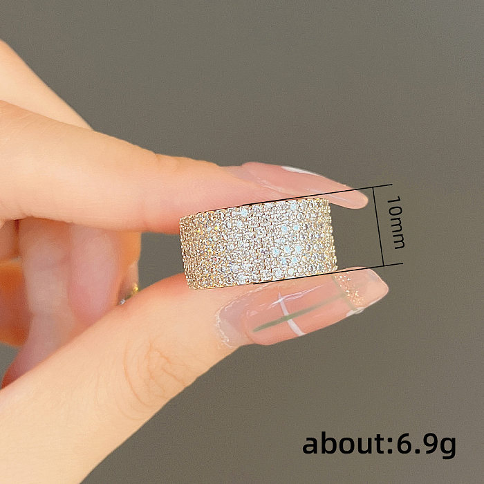Anillos de diamantes artificiales con incrustaciones de cobre de color sólido de estilo simple 1 pieza