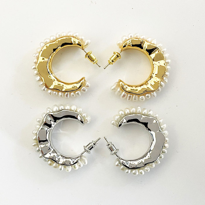 1 Pair Simple Style C Shape Copper Plating Ear Studs