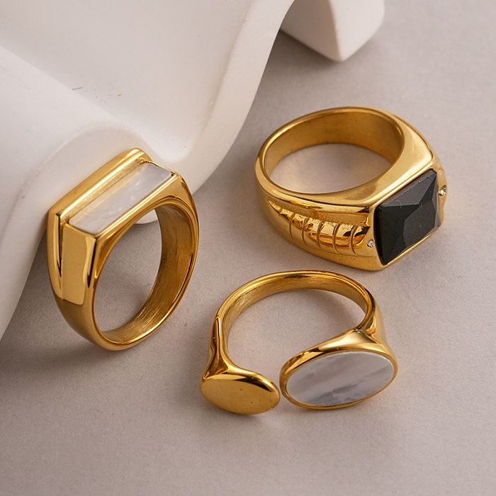 Casual Vacation Twist Stainless Steel Plating Inlay Zircon Gold Plated Rings