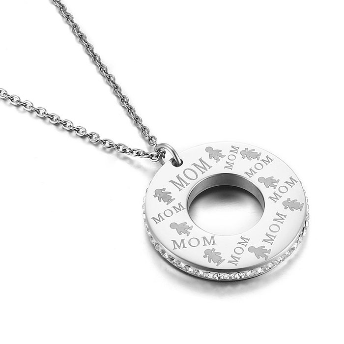 Fashion Letter Heart Shape Titanium Steel Inlay Rhinestones Earrings Necklace 1 Set