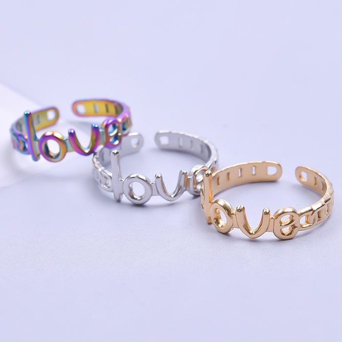 Wholesale 1 Piece Simple Style Letter Titanium Steel Open Ring