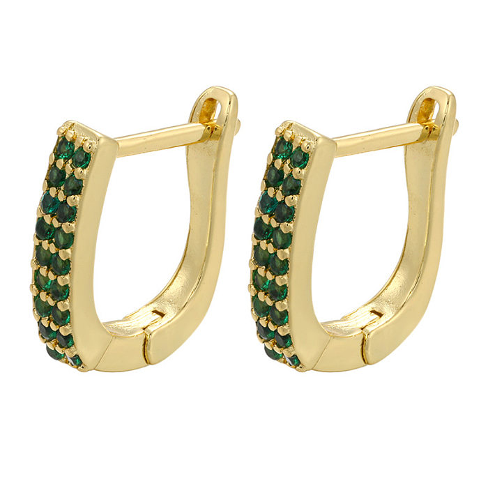 Retro Colored Diamonds Double Row Copper Earrings Wholesale jewelry