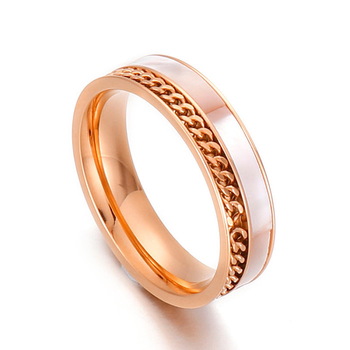 Fashion Geometric Stainless Steel Rings Inlay Shell Stainless Steel Rings