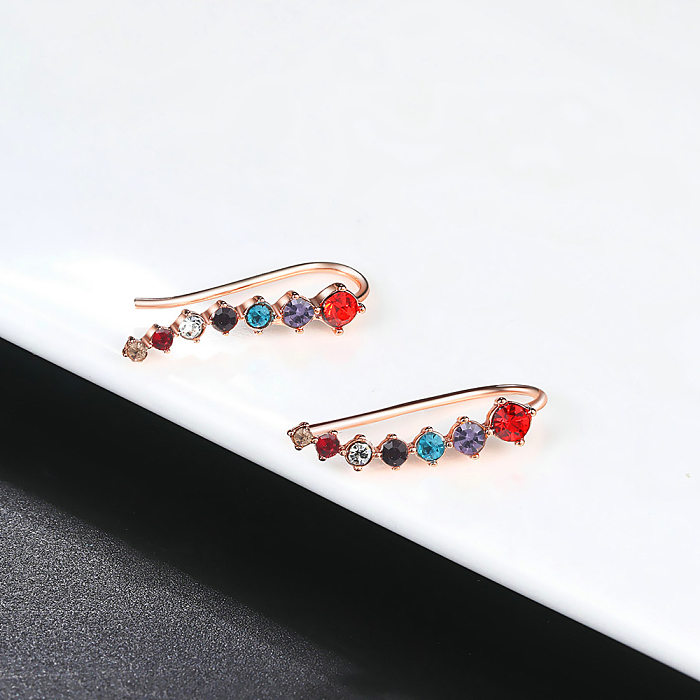 Simple Style Geometric Copper Plating Zircon Earrings