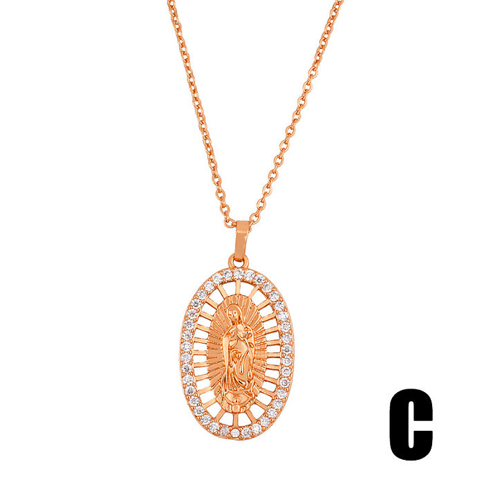 Geometric Micro-inlaid Zircon Necklace Punk Hip Hop Virgin Mary Necklace Wholesale jewelry