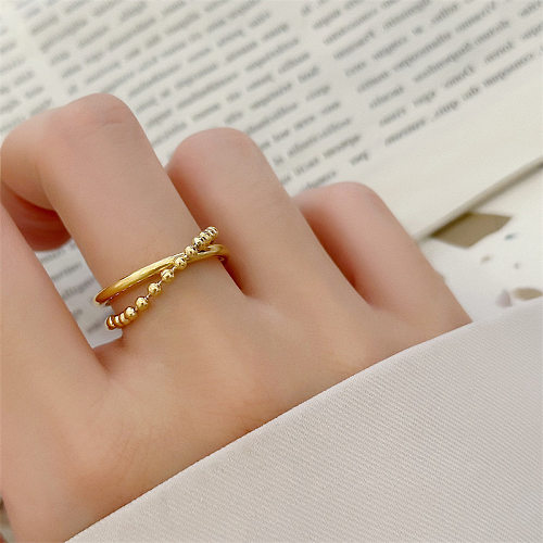Anéis de corrente de chapeamento de aço de titânio com anel duplo retrô elegante