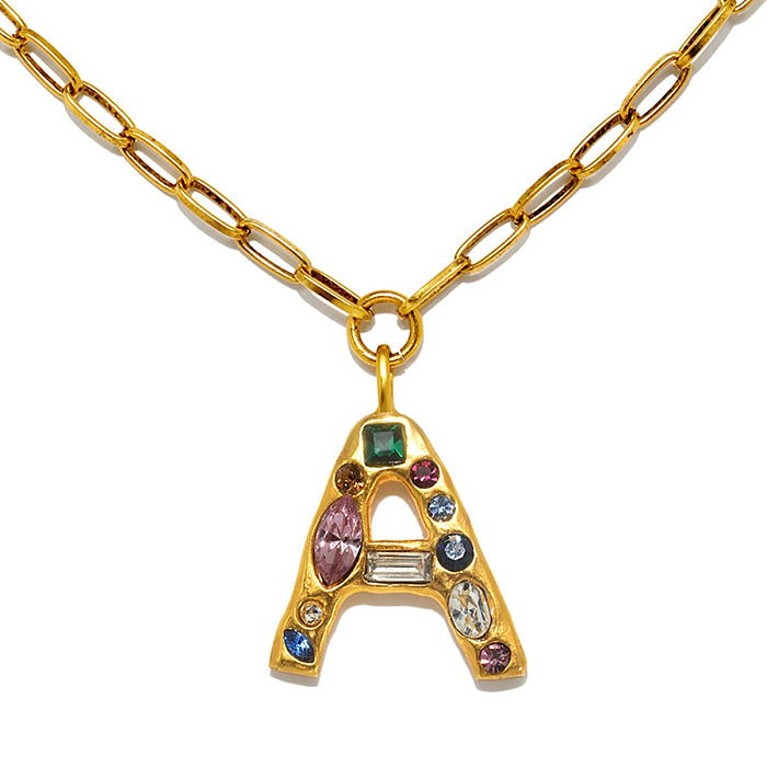 Simple Style Letter Copper Plating Zircon Pendant Necklace 1 Piece