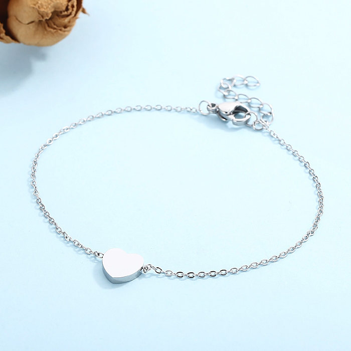 Style simple forme de coeur titane acier placage plaqué or 18 carats plaqué or rose bracelets boucles d'oreilles collier