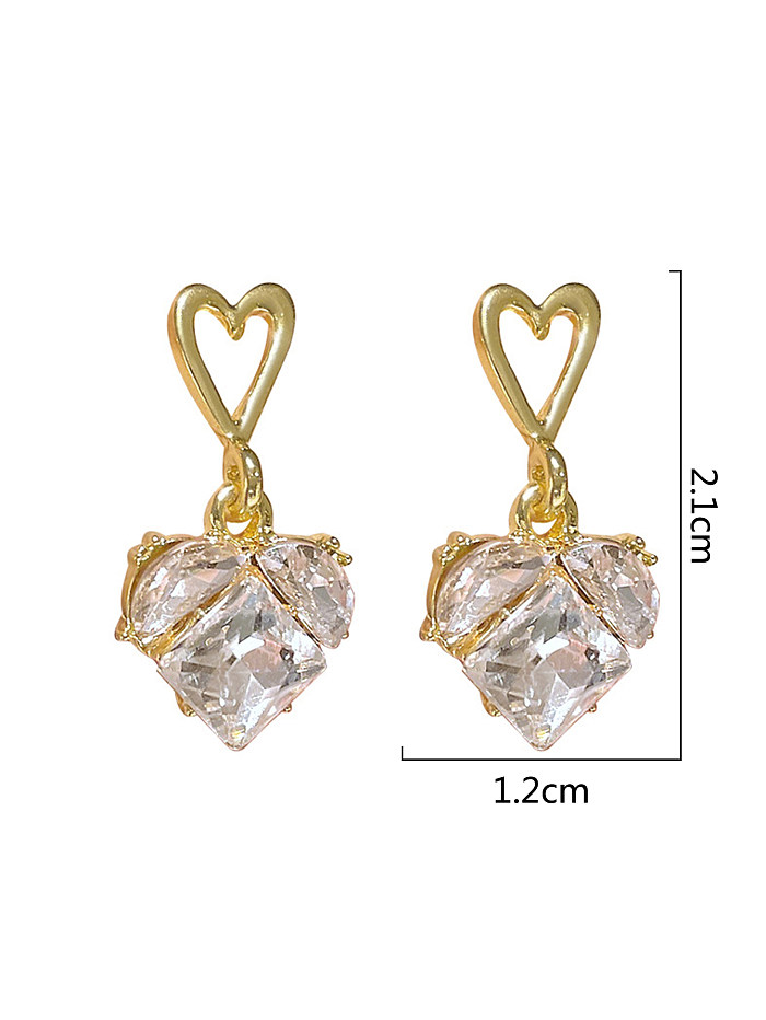 1 Pair Elegant Simple Style Classic Style Heart Shape Inlay Copper Zircon Drop Earrings