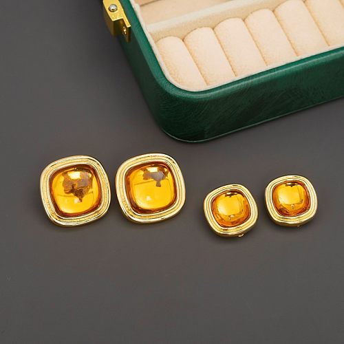 1 Pair Simple Style Square Plating Copper 18K Gold Plated Ear Studs