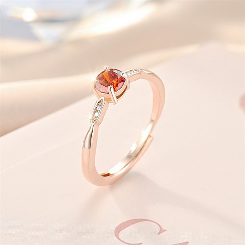 Anéis abertos de diamante artificial do embutimento geométrico elegante do chapeamento de cobre