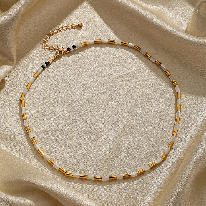 Simple Style Round Copper Beaded Plating 18K Gold Plated Necklace