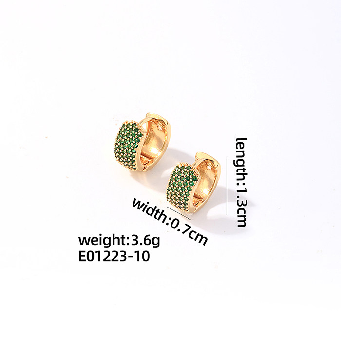 1 Pair Casual Round Plating Inlay Copper Zircon White Gold Plated Gold Plated Earrings