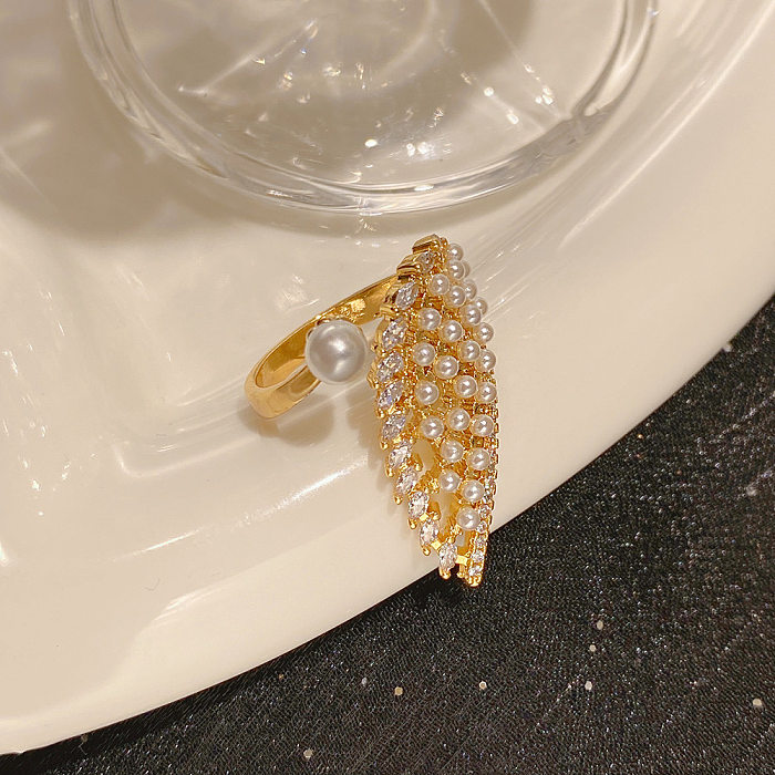 Noeud papillon rond et carré de Style Simple et décontracté, incrustation de placage de cuivre et de perles en Zircon, anneaux ouverts