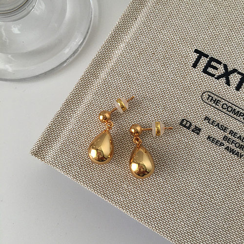 1 Pair Simple Style Solid Color Polishing Copper Drop Earrings
