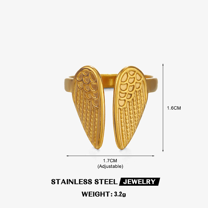 L'acier inoxydable d'ailes de Streetwear de style moderne plaquant les anneaux ouverts plaqués par or 18K