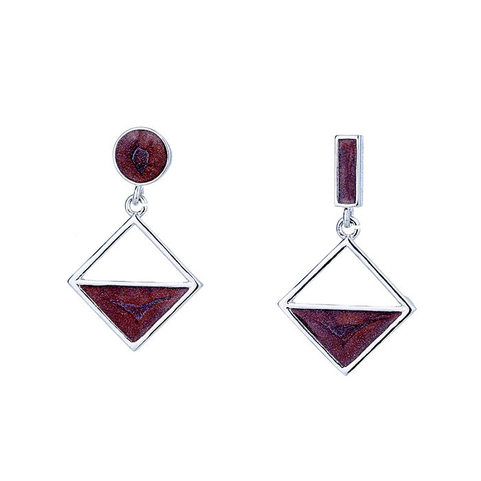 1 Pair Modern Style Rhombus Copper Epoxy Drop Earrings