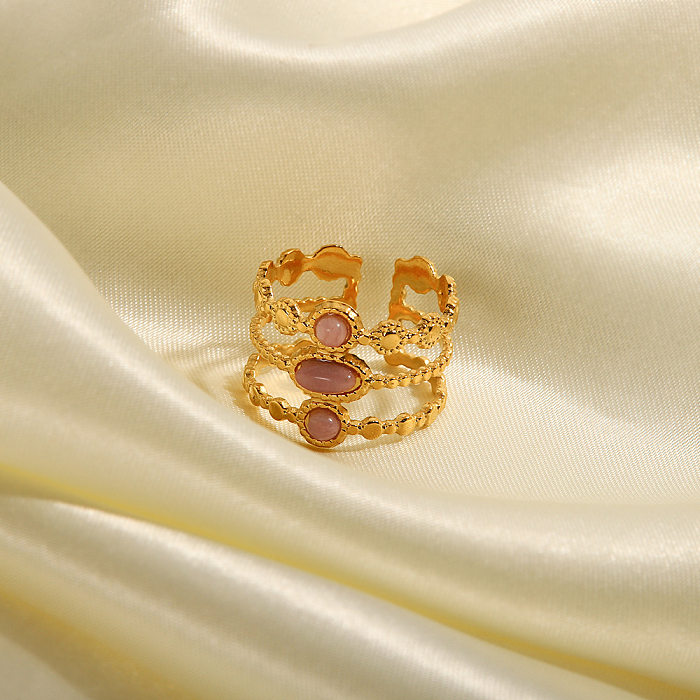 Glamouröser offener Ring mit geometrischer Edelstahlbeschichtung