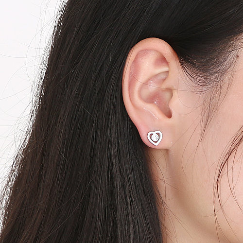 Simple Style Heart Shape Titanium Steel Plating Inlay Zircon 18K Gold Plated Rose Gold Plated Bracelets Earrings Necklace