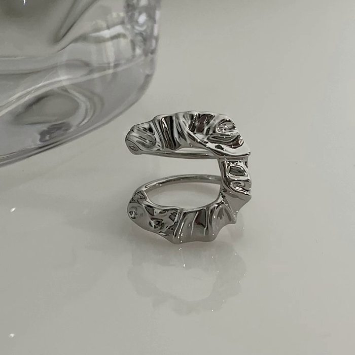 Modischer Büroklammer-Kupfer-Inlay-Zirkon-offener Ring, 1 Stück