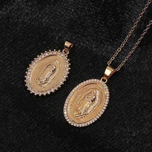 Nueva joyería religiosa para mujer, colgante chapado en oro y cobre, collar de la Virgen María
