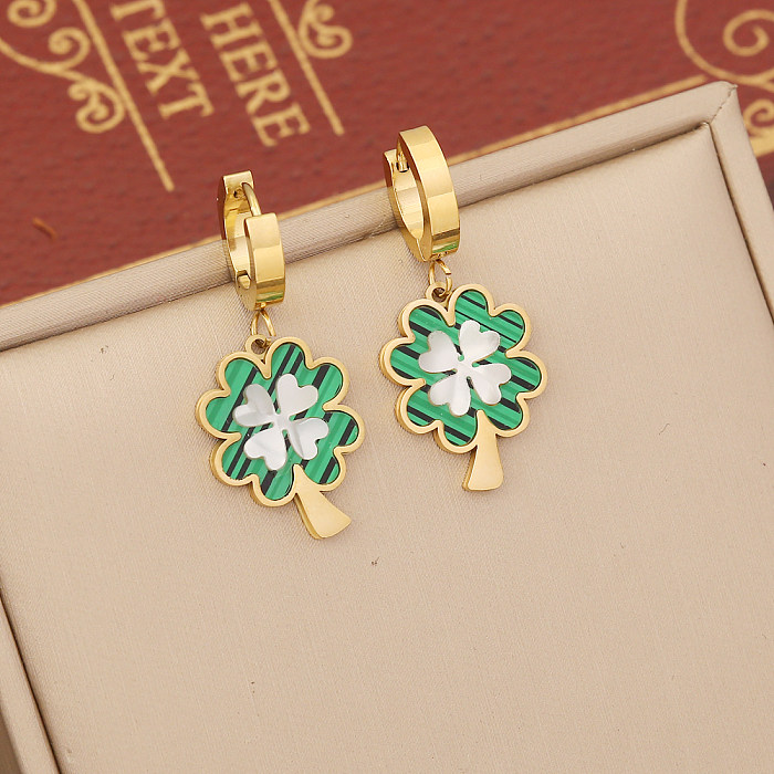 Wholesale INS Style Four Leaf Clover Stainless Steel Bracelets Earrings Necklace