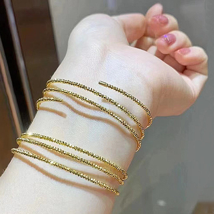 IG Style Simple Style Solid Color Copper Polishing Plating 18K Gold Plated Bangle