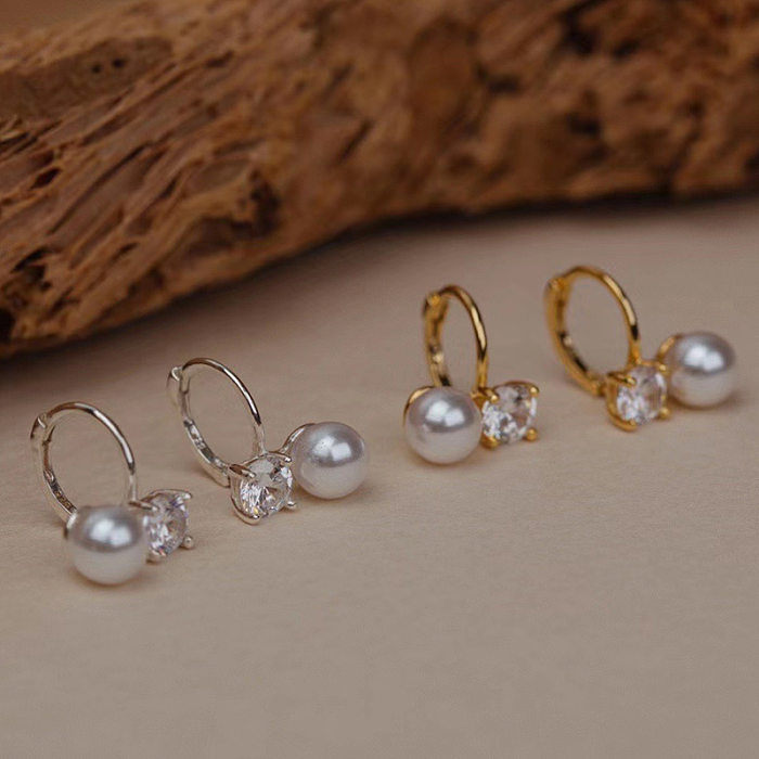 1 Pair Simple Style Square Inlay Copper Zircon Drop Earrings