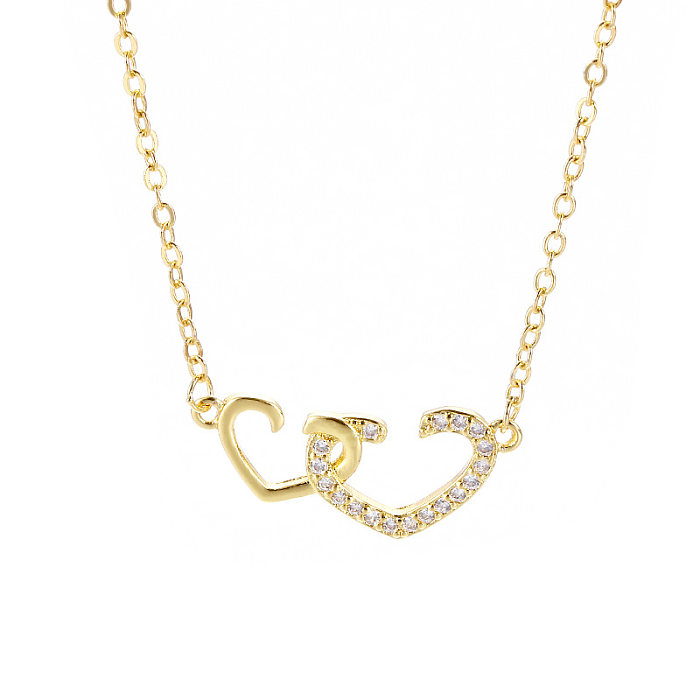 Elegant Heart Shape Copper Inlay Zircon Necklace