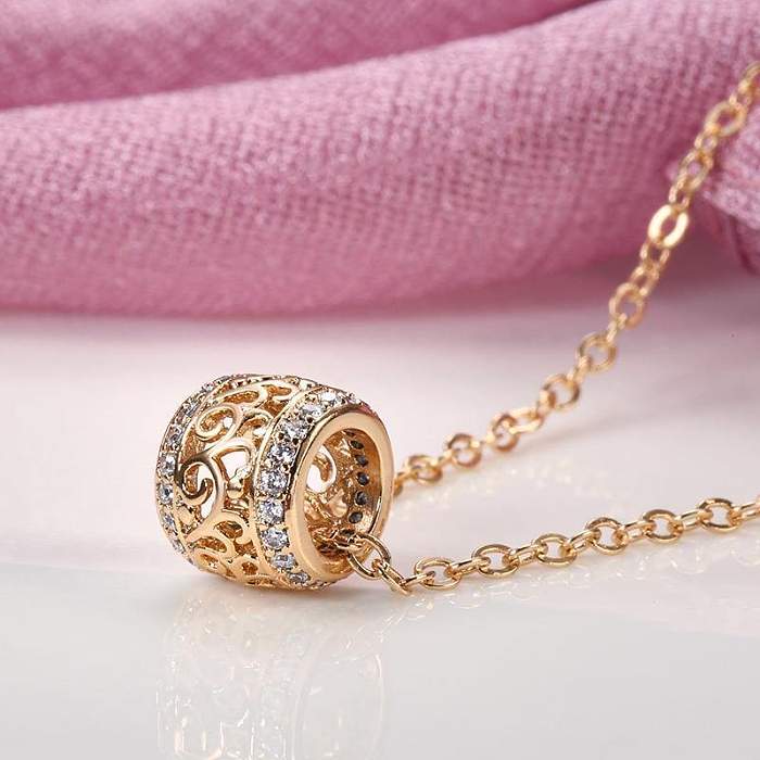 Elegant Lady Streetwear Waves Copper Inlay Zircon Pendant Necklace